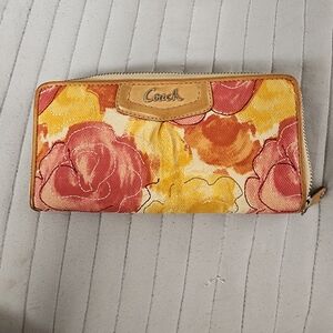 Coach Ashley Floral Multicolor Fabric Wallet